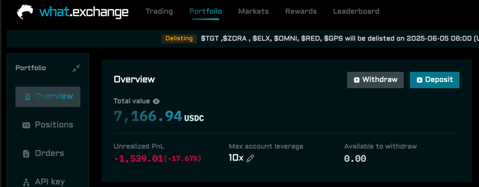 deposit on portfolio page